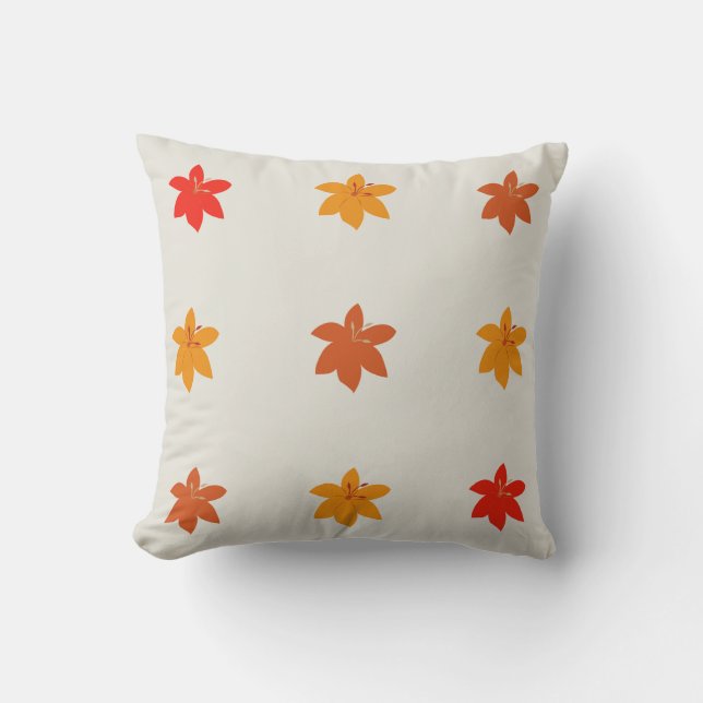Almohada Cuadrada de Flores Naranjas Vibrantes – A (Anverso)