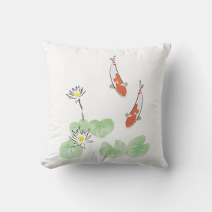 Almohada cuadrada de fondo blanco con estanque de 