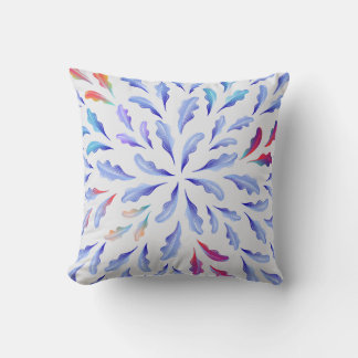 Almohada cuadrada de hojas botánicas azules