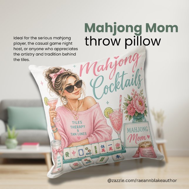 Almohada Cuadrada de Mahjong Mamá Cócteles y Ficha (Subido por el creador)