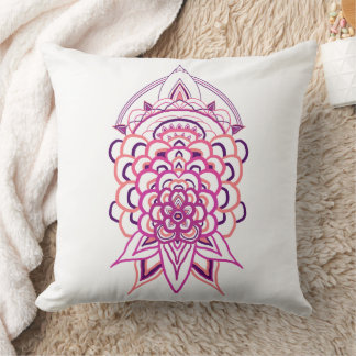 Almohada cuadrada de mandala floral rosa | Aesthet