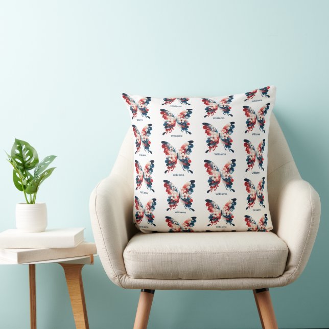 Almohada cuadrada de mariposa de acuarela de EE. U (Silla)
