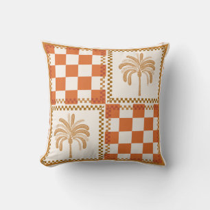 Almohada cuadrada de palmera geométrica naranja y
