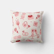 Almohada cuadrada de patrón de amor rojo