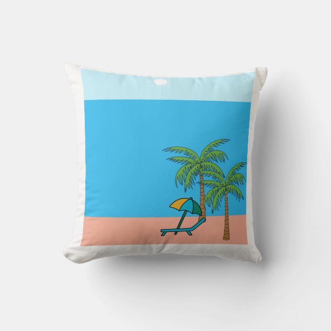 Almohada Cuadrada de Playa con Palmeras – Coas (Anverso)