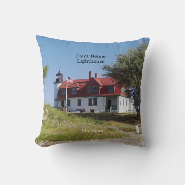 almohada cuadrada de Point Betsie Lighthouse (Anverso)