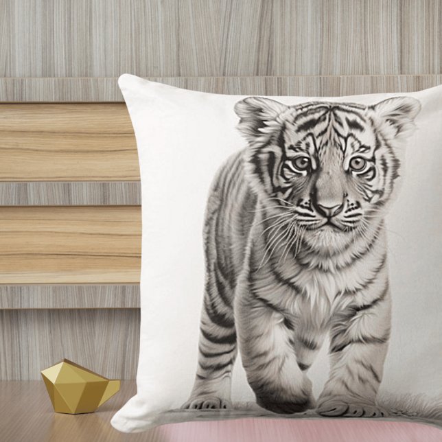 Almohada Cuadrada de Tigre Blanco y Negro (Subido por el creador)