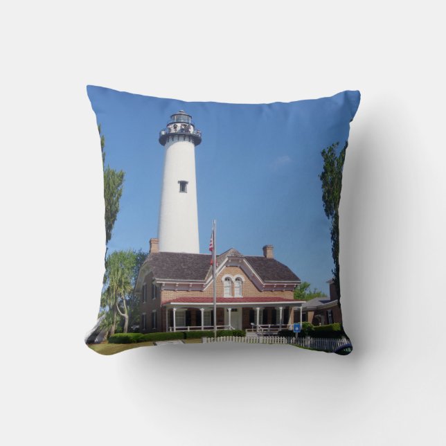 almohada cuadrada del faro de St. Simons (Anverso)