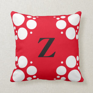 Almohada cuadrada del monograma, rojo negro del
