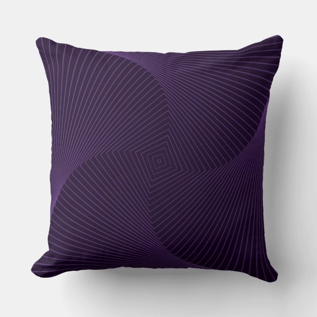 Almohada cuadrada, diseño espiral púrpura (Anverso)