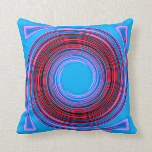 Almohada cuadrada estampada con remolino azul/rojo