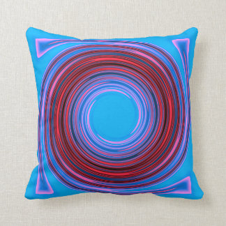 Almohada cuadrada estampada con remolino azul/rojo