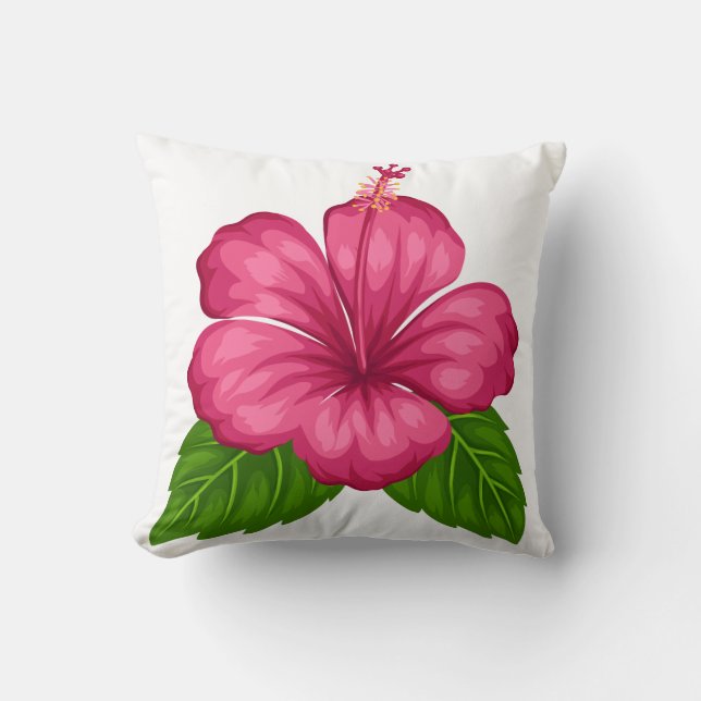 Almohada Cuadrada-Flor de Hibisco Rosa (Anverso)
