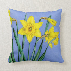 Almohada cuadrada floral de la bella arte amarilla