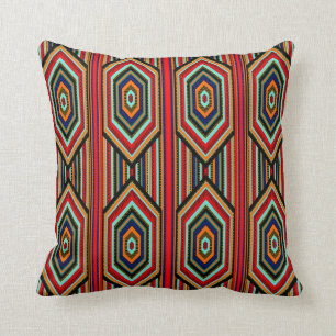 Almohada Cuadrada Mexicana Rojo Turquesa Azul Nara