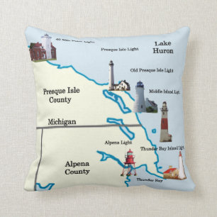 Almohada cuadrada Michigan de faros más bajos del