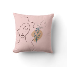 Almohada cuadrada minimalista rosa | Suave y moder