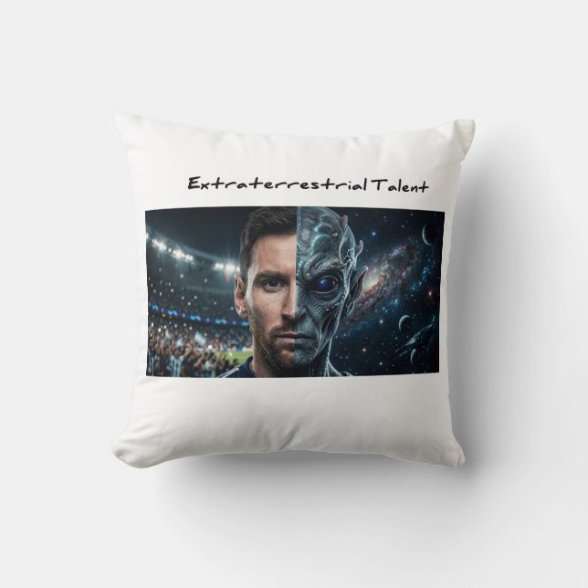 Almohada cuadrada moderna - Lionel Messi Alien Cab (Anverso)