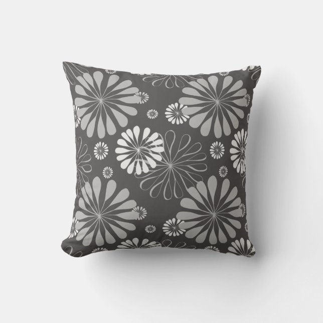 Almohada cuadrada monocroma con motivos florales (Anverso)