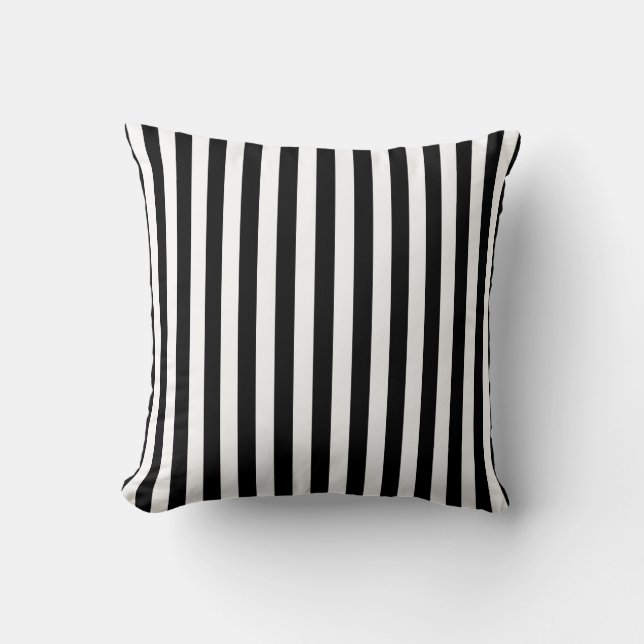 Almohada Cuadrada Negra con Raya Blanca (Anverso)