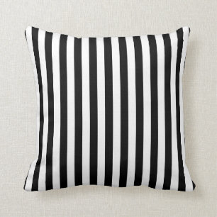 Almohada Cuadrada Negra con Raya Blanca