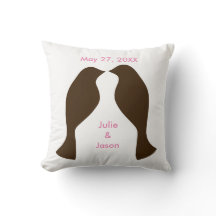 Almohada cuadrada - Pájaros de amor marrones
