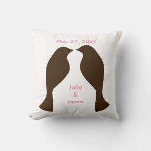 Almohada cuadrada - Pájaros de amor marrones