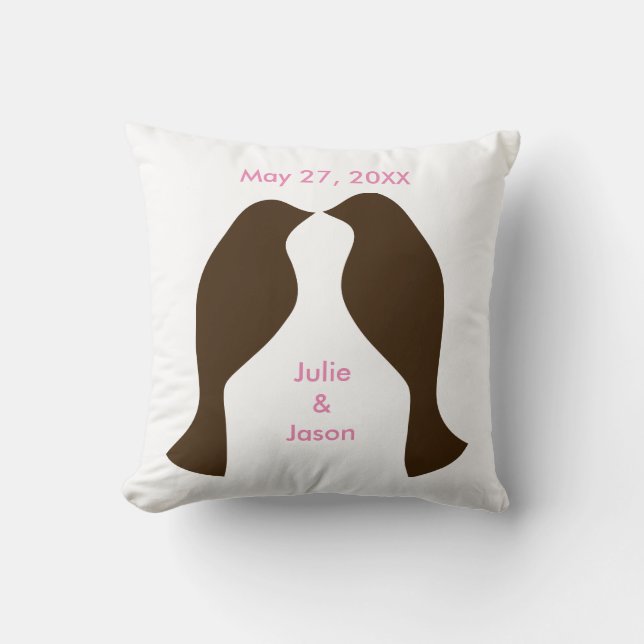 Almohada cuadrada - Pájaros de amor marrones (Anverso)
