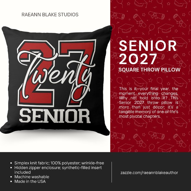 Almohada cuadrada para senior de 2027 (Subido por el creador)