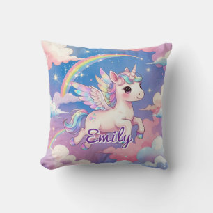 Almohada cuadrada personalizada de Rainbow Unicorn