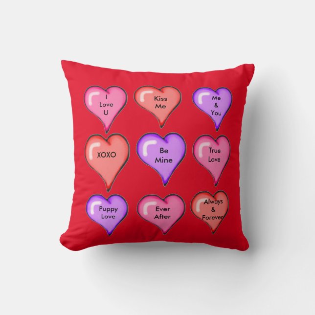 Almohada cuadrada personalizada del corazón de tre (Anverso)