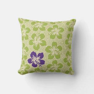 Almohada cuadrada reversible de hibisco hawaiano d