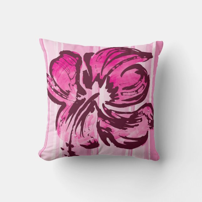 Almohada cuadrada reversible del hibisco de la (Anverso)
