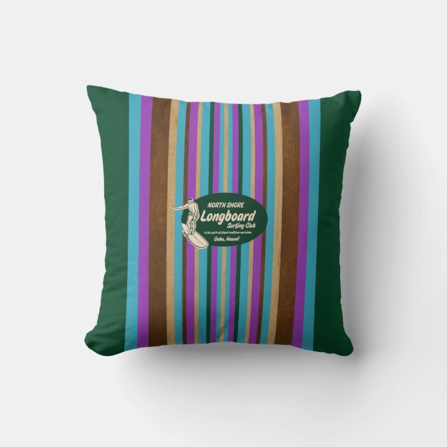 Almohada Cuadrada Reversible Pipeline Hawaii Surfb (Anverso)