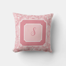 Almohada cuadrada rosa personalizada con inicial