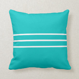 Almohada Cuadrada Teal Azul Blanco Bloque de Color