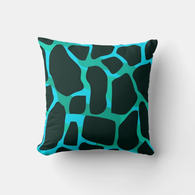 Almohada Cuadrada Teal Azul Verde Negro Animal Vac (Anverso)
