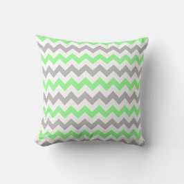Almohada cuadrada verde y gris de Chevron