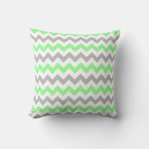 Almohada cuadrada verde y gris de Chevron