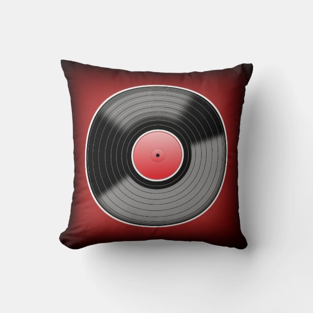 Almohada cuadrada Vinyl Junkie Red Fade (Anverso)