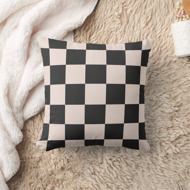 Almohada Cuadro Negro Beige (Manta)
