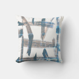 Almohada Cushion de Arte Abstracto Azul Lavado