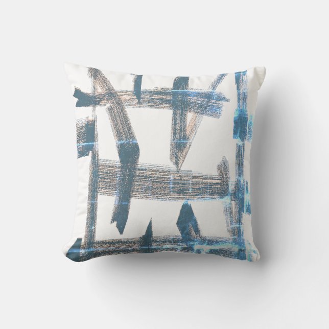 Almohada Cushion de Arte Abstracto Azul Lavado (Anverso)