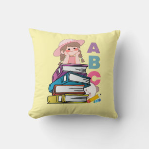 Almohada Cushion de niña de libros ABC lindos