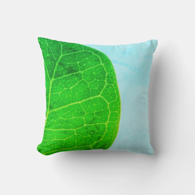 Almohada Cushion de Tela con Textura de Hoja Verde (Anverso)