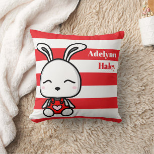 Almohada Cute Bunny con estadísticas de nacimiento