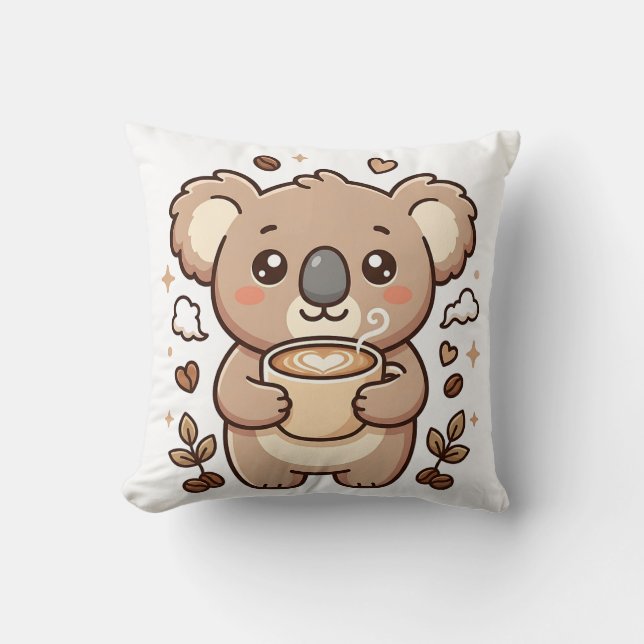 Almohada Cute Koala Coffee Throw (Anverso)