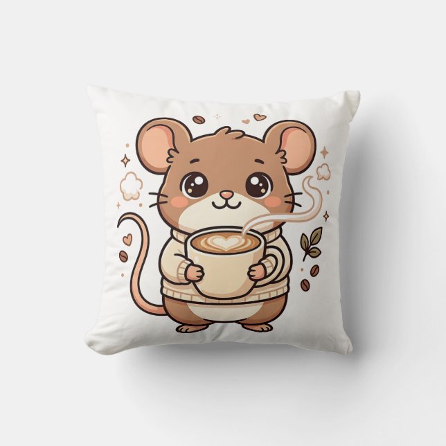 Almohada Cute Mouse Latte Love Throw (Anverso)