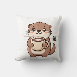 Almohada Cute Otter Latte Heart Throw