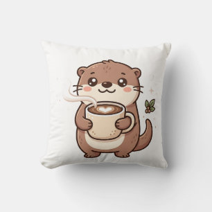 Almohada Cute Otter Latte Heart Throw
